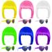 ADXCO 12 Pieces Party Wigs and Sunglass Set Include Neon Short Bob Wig Colorful Sunglasses Colorful Cosplay Costume Wig Heart Shaped Sunglasses for Women Girls Decorations Yellow,Royalblue,Purple,Pink,White,Green