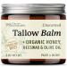 Beef Tallow Honey Balm | Face & Body | With Organic Honey Beeswax & Olive Oil | Face Moisturizer & Body Balm | Grass Fed Beef Tallow for Skin Support | Paraben BPA & Cruelty-Free | Unscented 2 oz 2oz