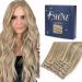 FSHINE clip extensions real hair blonde 120g 60cm remy hair extension real hair clip hair double braid blond blond clip in extensions dark brown with gold blonde 7pcs #16P22 1.5 clip #16p22 60cm