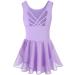 Tegmk Girls Tank Ballet Leotards with Skirt Toddler Dance Dress,Cute Butterfly Hollow Back 6-8 Years Purple