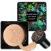 Mushroom Head Air Cushion CC Cream,CAHIUYOA BB Cream Foundation Full Coverage Concealer Long Lasting Liquid Matte Makeup Foundation with Mushroom Makeup Sponge-Natural natural color