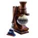 Haryali London 3-piece men's wooden shaving set with 5 razor blades synthetic badger hair brush and wooden stand