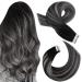 Moresoo tape extensions real hair 60cm black hair extensions real hair tape in ombre black and silver balayage hair extensions tape in invisible long hair extensions/50g 60 cm 2. 1b/silver/1b