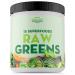 Raw Greens - Ultimate natural mix with 15 premium superfoods and vegetables - vegan super green powder with green tea spirulina ginger root and pea protein (50 portions 250g)
