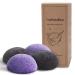 Natural Konjac Facial Sponges - for Gentle Face Cleansing and Exfoliation (2 Violet Lavender, 2 Charcoal Grey) Violet Lavender, Charcoal Grey
