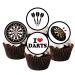 24 PRECUT Darts Cupcake Toppers Dart Theme Cake Decorations Edible Darts Birthday Decorations Dart Board Cake Topper Dartboard Cake Topper Darts Party Decorations