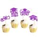 Rsstarxi 24 Pack 2024 Graduation Cupcake Toppers Glitter Congrats Grad 2024 Graduation Cap Diploma Cupcake Picks for Class of 2024 Graduation Theme Party Cake Decorations Purple