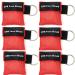 Lifesport Breathing Mask 6 Pieces CPR Mask Keychain Ring Rescue Face Shields Emergency Kit Bea (Red)