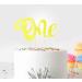 1st First Birthday Cake Topper Decoration ((Yellow) - One - with Double Sided Glitter Stock)