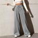 iOoppek Women's Wide Leg Sweatpants - V-Neck Elastic High Waist Loose Long Pants in Gray - Perfect for Comfort & Style | Shop Now! - Buy Online on GoSupps.com
