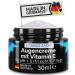 Men's male eye cream against dark circles tear bags and wrinkles.Anti aging with organic aloe vera hyaluronic acid vitamin E taurine.Made in Germany