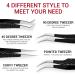 4 Pcs Black Diamond Grip Eyelash Extension Tweezers Set - SialBE Straight and Curved Lash Tweezers with Silver Tip - Buy Online on GoSupps.com