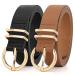 XZQTIVE 2 Pack Women Plus Size Leather Belts Fashion Cowhide Black Waist Belt with Solid Pin Buckle for Jeans Pants Dress X-Large: fits waist from 42"-47" A-black+brown