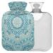NAANLE hot heating bottle with lid snowflakes Paisley Mandala Transparent hot water bottle Heat bottle for back pain relief handfoot warmer neck heat and cold therapy 1l