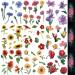Oottati 9 Sheets Waterproof FakeTemporary Tattoo Stickers  Tulip Yellow Sunflower Red Rose Nasturtium Blue Chrysanthemum