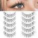 KISSNOWY 5Pairs Natural Lashes Manga Anime Makeup Clear Band eyelashes Extension Cosplay Makeup Lashes  Anime Eye Makeup Tools (C-03)