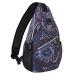 MOSISO Sling Backpack Travel Hiking Daypack Pattern Rope Crossbody Shoulder Bag Navy Blue Base Totem Texture