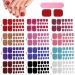 JSRQT 12 Sheets Toe Nail Polish Stickers Solid Colors Glitter Full Wraps Self Adhesive Toe Nail Tip Red Pink Purple Toenails Stickers with Nail File Toe Nails Polish Strips Stickers DIY Nail Decor Art