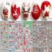 10 Sheets Christmas Nail Art Stickers Decals Self-Adhesive Pegatinas Uas Navidad Cute Winter Holiday Red Xmas Snowflakes Nail Supplies Nail Art Design Decoration Accessories