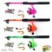 Children's Fishing Starter Set Tele Spinning Combo Green/Orange/Pink Telescopic Rod Reel Line Spinner & Twister