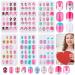 144Pcs Kids Press on Nails  Thrilez Girls False Nails Children Artificial Fake Nail Tips Pre Glue Stick on Short Nails Decoration Gift for Kids Teens Girls Age 7 12 (Colorful Days)
