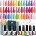 VANREESA 24 Pcs Gel Nail Polish Set 21 Popular Colors Gel Nail Polish Base Coat Glossy & Matte Top Coat White Pink Green Blue Purple Gel Polish Gel Nail Kit Gifts for Women DIY at Home Macaroon Time