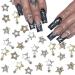 YOSOMK 30 PCS Star Nail Charms for for Nail Art 3D Gold Sliver Dangling Star Nail Supplies Rhinestones Luxury Nail Gems Crystal Diamonds for Acrylic Nail Design Decoration