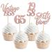 Pack of 24 Vintage 1958 Cupcake Toppers 65th Birthday Cake Decoration Fifty Cheers on 65th Fabulous Number 1958 Cake Decoration for 65th Birthday Wedding Anniversary Party Cake Decorations Rose Gold