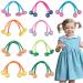 18Pcs Small Plastics Balls Hair Ties Heart Star Round Ponytail Holders for Toddler Girls Women Elastic Rubber Bands Bubble Hair Ties Beads Hair Accessories