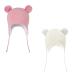 LANGZHEN Toddler Kids Infant Winter Hat Earflap Knit Warm Cap Fleece Lined Beanie for Baby Boys Girls 0-6 Months Classic -White+pink