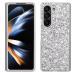 Tivenfezk nadoli glitter case for samsung galaxy z fold 5 silver glossy sparkling bling galvanisian frame ultra -thin shockproof back pocket cell phone case protective cover