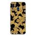 Soft TPU Case for Samsung A20 E 057 Leather Black Elegant Liberty Leaves Gold Luxury