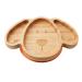 BABI Baby Toddler Large Dog Plate Natural Bamboo with Stay Put Silicone Suction Ring (Orange)