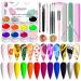 Saviland 25 Pcs Gel Paint Nail Kit - 12 Colors Gel Nail Polish Kit Summer Solid Nail Art Gel Polish with Nail Painting Brushes, Gel Nail Polish Tools, Nail Decorations for DIY Manicure Nail Salon 25 Piece Set