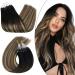 UGEAT Microring Extensions Real Hair Black Ombre Caramel Brown Micro Loop Extensions 55cm Microring Hair Extensions Remy Micro Extensions Real Hair Microring Extensions Real hair 50g 50 Stripes 55 cm 1.Microring #1b/4/27