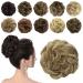 Sofeiyan hair part hair tie updos Unordered ponytail chignon wavy messy chignon hairstyles hair extensions for women strawberry blonde & blonde 60g strawberry blonde & bleaching blonde