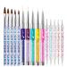 15 Pieces 3D Nail Art Brushes Set for Acrylic Nail UV Gel Polish Liner Ombre Brush Manicure Painting Design Pen Brushes Acrylic Powder Carving Rhinestone Dotting Dual Ends Handles Nail Art Pens Tools