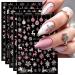 JMEOWIO 12 Sheets Christmas Glitter Nail Art Stickers Decals Self-Adhesive Snowflake Winter Holiday Cute Silver Pink Nail Supplies Nail Art Design Decoration Accessories