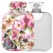 Naanle hot water bottle with the cover cherry blossom butterfly transparent hot water bottle heat bottle for back pain relief handfoot warmer neck warmth and cold therapy 1l