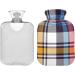 NAANLE Hot Water Bottle with Cover - Blue Pink Tartan Plaid 2L | Back Pain Relief Hand & Foot Warmer Neck Warmth & Cold Therapy - Buy Online on GoSupps.com