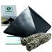 Heka Naturals Polished Shungite Pyramid Healing Crystals Gemstone | Home Decor Shungite Stone Crystal - Chakra Healing Meditation Pyramid for Negative Energy Protection (10cm + Sage)