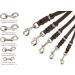 Handmade Fat Leather 3-Way Adjustable Dog Leash - 3.50m x 18mm Black | Durable Chrome Fittings | Shipping Worldwide - Buy Online on GoSupps.com