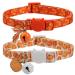 Fall Cat Collar with Bells, Autumn Dog Collar for Small Dogs, Orange Pumpkin Kitten Collar for Thanksgiving