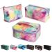Noozion Makeup Bag 3Pcs Portable Travel Cosmetic Organizer Multifunction Waterproof Storage Bag Cute Toiletry Bags for Women and Girls (Colourful tie-dye, M) Colourful tie-dye M