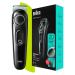 Braun Beard Trimmer Series 3 Hair Clippers & Lifetime Sharp Blades Precision Dial For 20 Length Settings UK 2 Pin Plug BT3323 Black/Volt Green