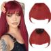 Clip in Bangs Fringe Hair Extensions Full Neat Front Bangs Extension Hair 2 Clips on Bangs Hairpieces Accessories for Women Dark Red