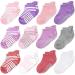 CozyWay Baby Non-Slip Baby Socks Toddler Socks With Grippers Ankle Style 6-12 Months Girls Striped&Solid 12 Pairs