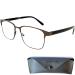 Mini glasses vintage anti blue light glasses reading glasses with large glasses free case metal frame and plastic glasses brick blue light filter glasses men and women graphite 1.5 diopters