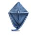 Microfiber Hair Towel Wrap Hair Turban Towel Super Absorbent Twist Turban Dry Hair Caps with Buttons Bath Loop Fasten Salon Dry Hair Hat Blue One Size
