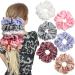 6 pieces oversized Satin hair tie soft silk elastic hair band Set hair tongue ponytail holder for girls (champagne white silver gray light pink bean red light blue)